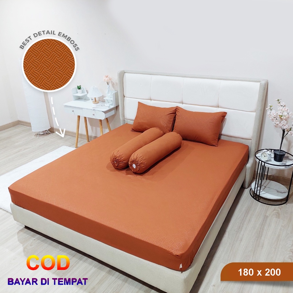 [✅COD] Paket Seprei Sprei 180x200 Dan 4 Sarung Bantal Guling Homemade Katun Polos Embos Perlengkapan Dekorasi Kamar Rumah Murah