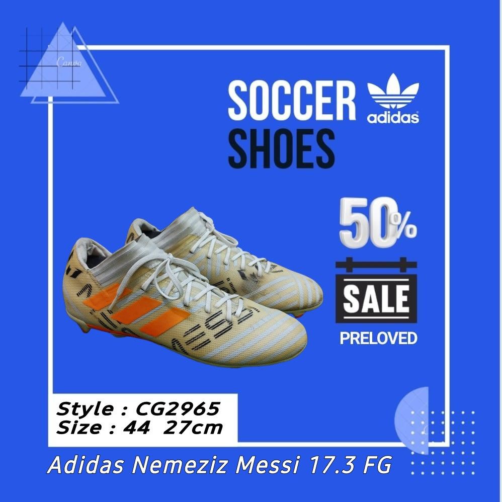 Sepatu Bola Adidas Nemeziz Messi 17.3 FG CG2965 White Ukuran 44