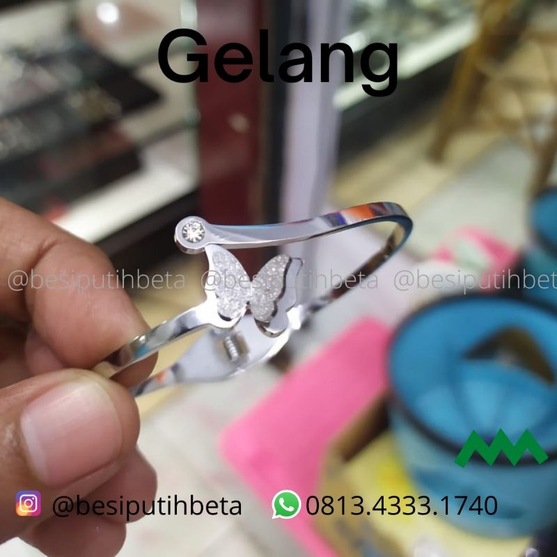 gelang kupu Besi Putih Asli/ gelang besi putih ambon