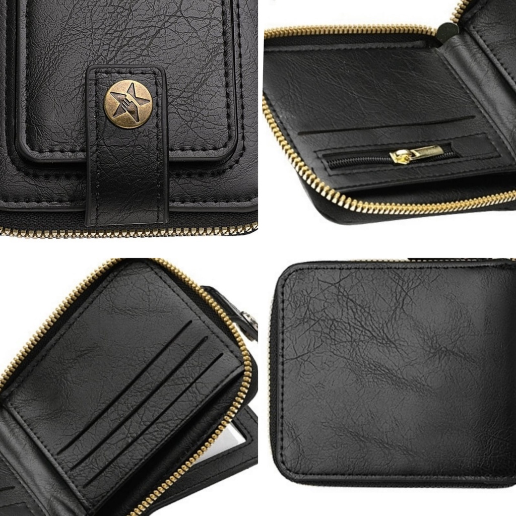 DOMPET LIPAT WANITA MINI REMAJA KEKINIAN BATAM CEWEK IMPORT KULIT HITAM WA650B5 BRANDED PREMIUM ORIGINAL SLOT KARTU ZALITA RESLETING UANG MURAH KOIN PENDEK KOREA