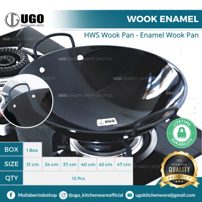 Teflon Kuali Wajan Hitam Anti Lengket Enamel Tebal | Wok Penggorengan Hitam - 31 stainless anti leng