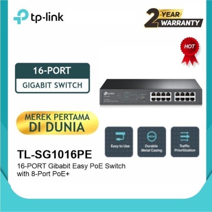 Switch 8-Port PoE+ TPLINK TL-SG1016PE 16-Port Gigabit Easy Smart PoE