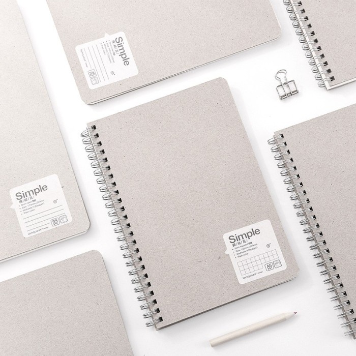 

Terlaris Simple Grey Sand Spiral Notebook [Creativ] - Blank, A5
