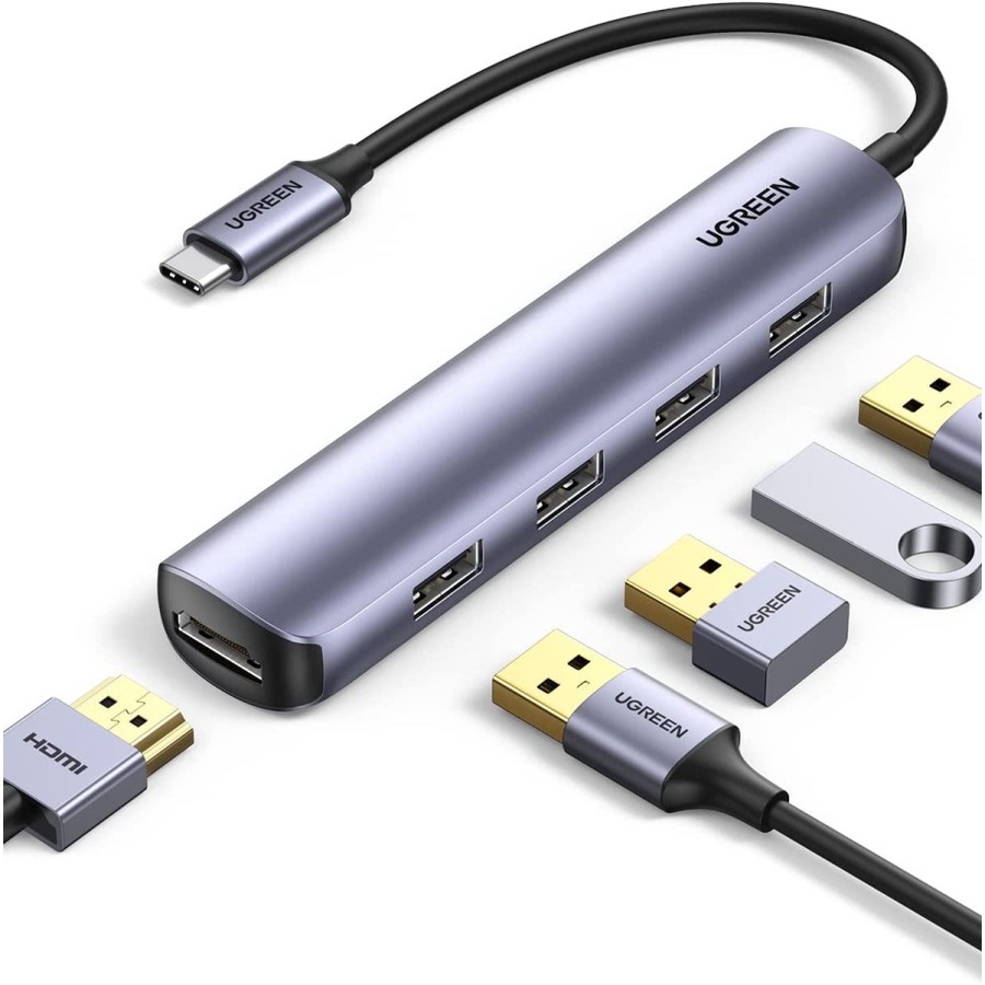 USB HUB 5in1 UGreen USB-C to USB 3.0 x 4Port + HDMI (20197)