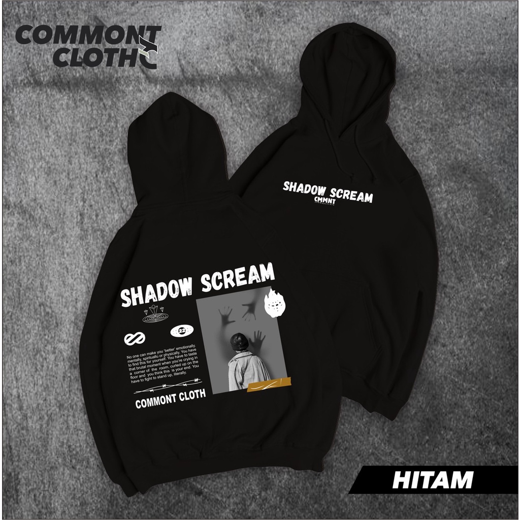 COMMONCLOTH - HOODIE PRIA SHANDOW SCREAM HITAM HOODIE DISTRO PREMIUM QUALITY ORIGINAL BANDUNG HOODIE FLECEE SIZE M L XL