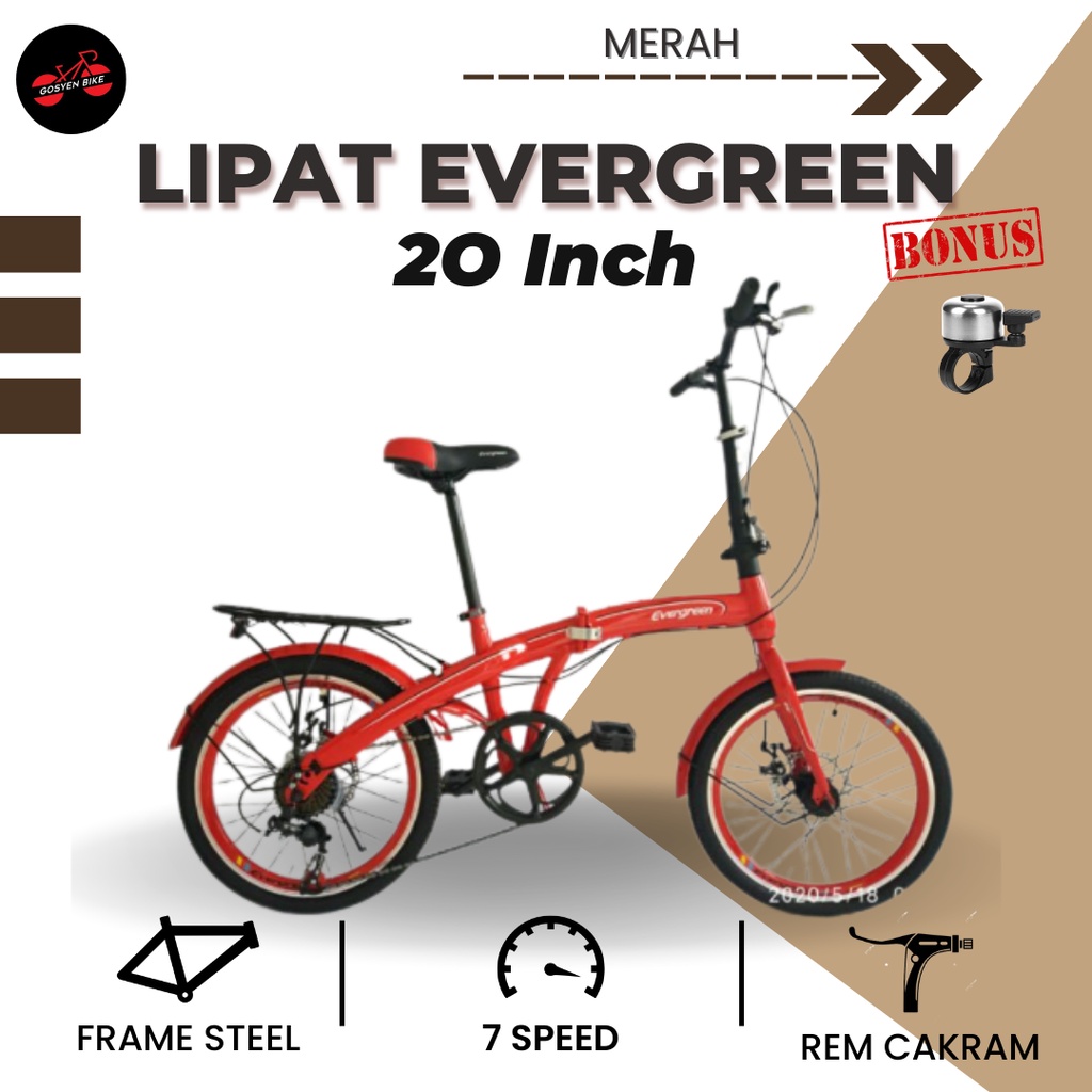 Sepeda Lipat Evergreen 20 Inch Rem Cakram
