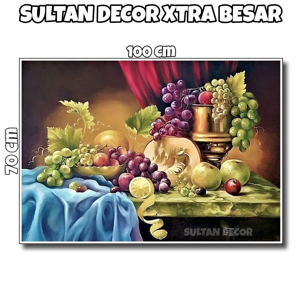 LUKISAN POSTER CETAK BUAH BUAHAN XTRA BESAR UKURAN 100X50CM 100X70CM 150X100CM 200X100CM 250X100CM H