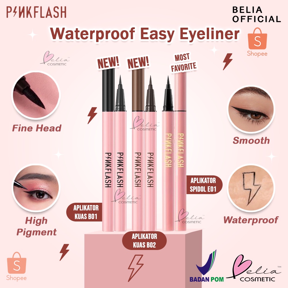 ✿ELYSABETHME✿ Pinkflash makeup eyeliner easy kemasan baru anti luntur garis mata celak mudah dipakai