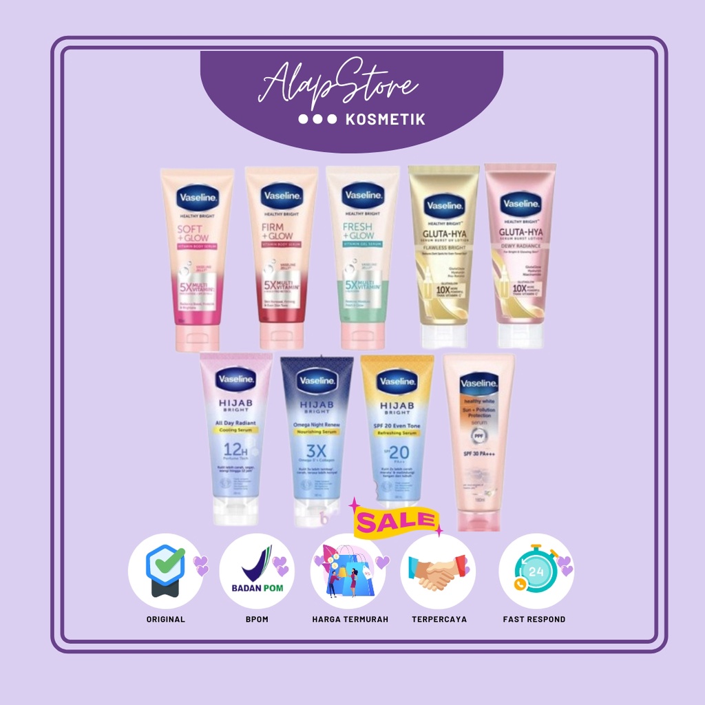 Vaseline Body Lotion Gluta I Hijab Colling I All Day Refresh Serum I Soft Glow Serum I Night Renew Nourish