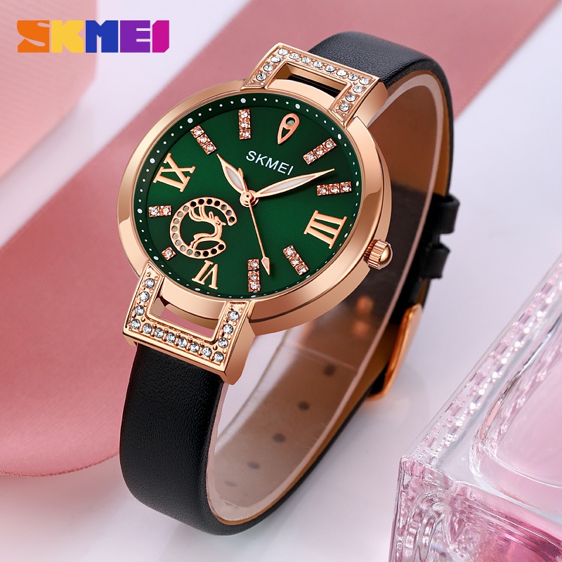 SKMEI 1977 Jam Tangan Wanita Analog Tali Kulit WATCHKITE WKOS