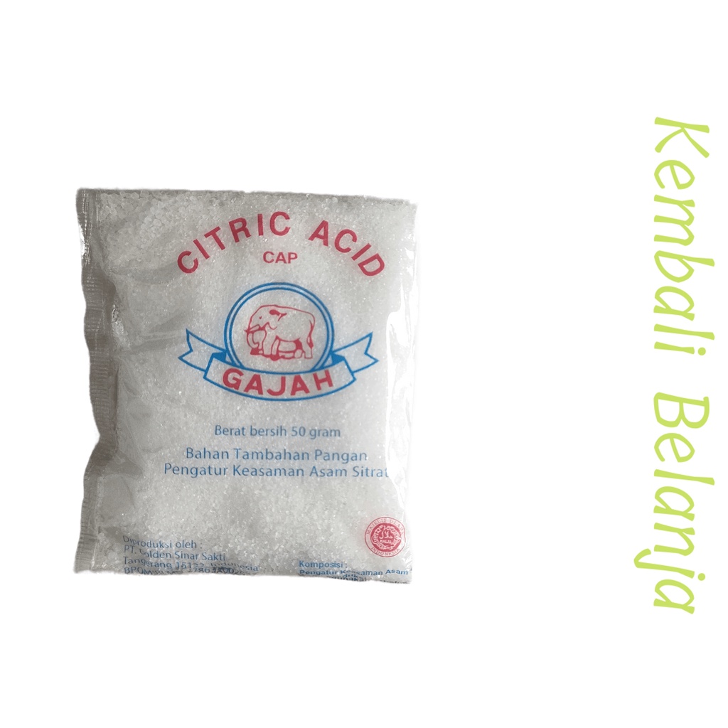 Citric Acid 50 Gram/ Asam Sitrat/ Sitrun Cap Gajah/ Citrun Gajah