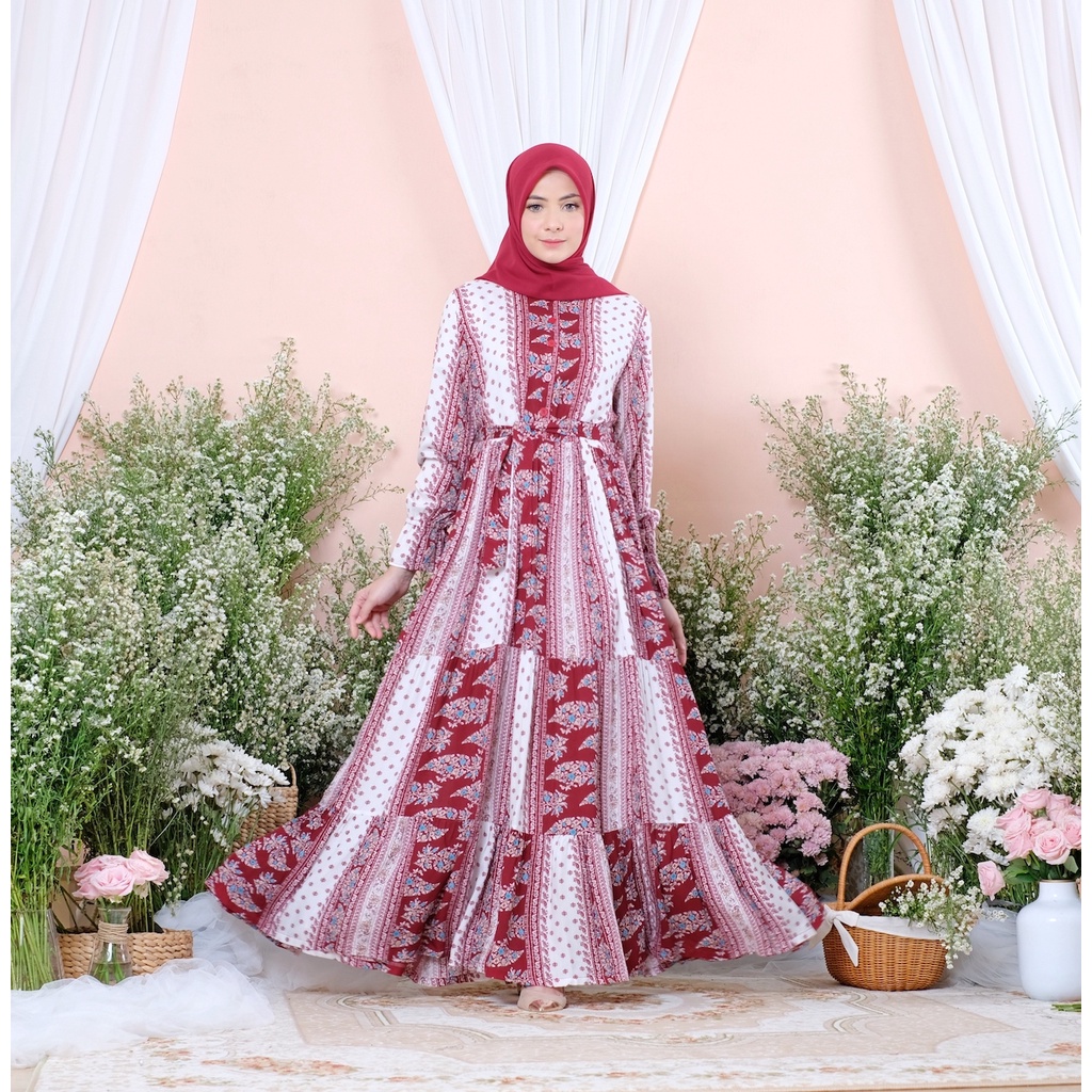 GHINA MAROON XL Gamis Baneska