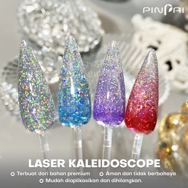 Pretty Kutek Gel Laser Kaleidoscope UV LED/Kutek LASER Gel Puding Gliter UV LED/Nail Polish Gel Art Glitter/Fashion Halal/Cat Kuku