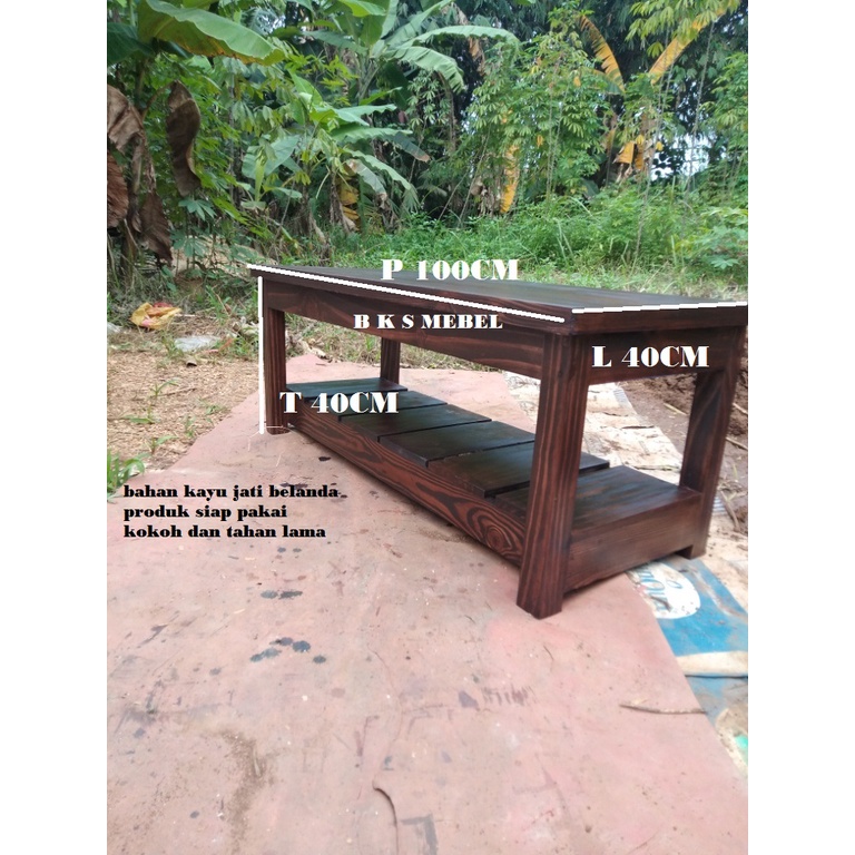 GROSIR meja tamu kayu jati belanda siap pakai meja tv meja serbaguna panjang100cm lebar 40cm tinggi4