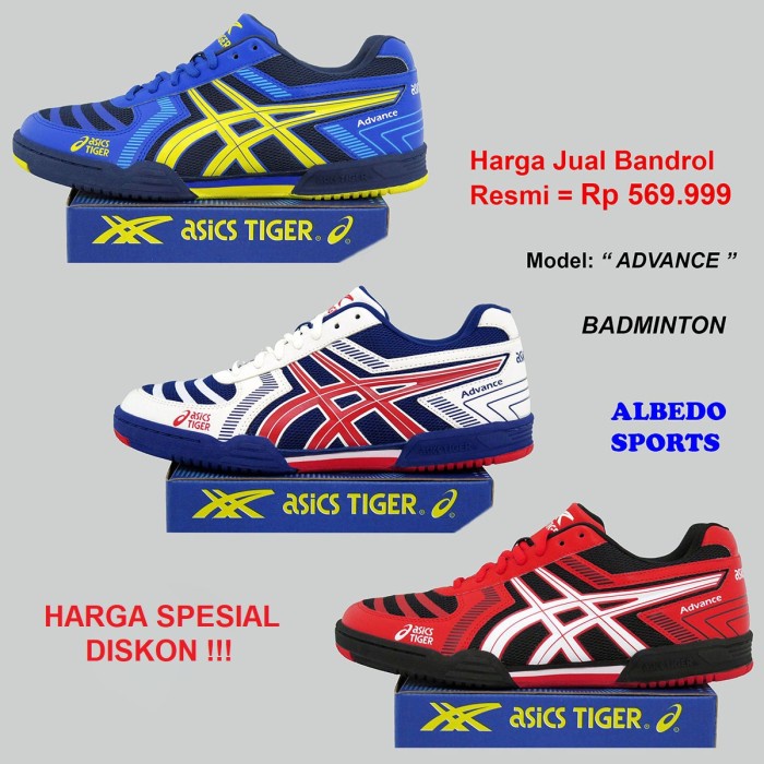 {MentariStore} Sepatu Badminton Bulutangkis AsicsTiger ADVANCE Eagle Spotec - Merah 39 Diskon