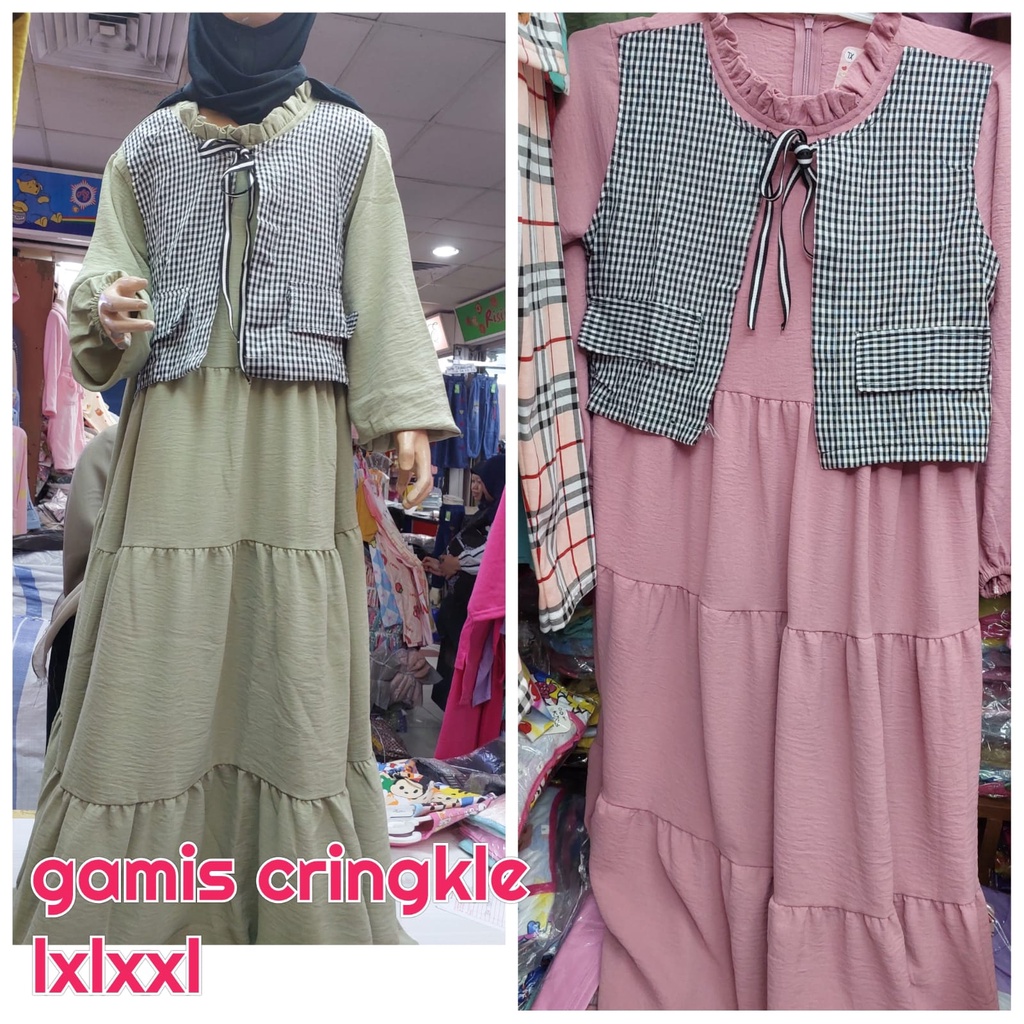 BAJU GAMIS ANAK PEREMPUAN TERBARU CRINGKEL AIRFLOW IMPORT UNTUK UMUR 7-11 TAHUN