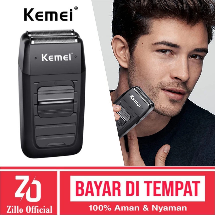 ZILLO Alat Pencukur Rambut Kumis Dan Jenggot Botak Shaver KEMEI Profesional Mesin Cukur Cas Portable