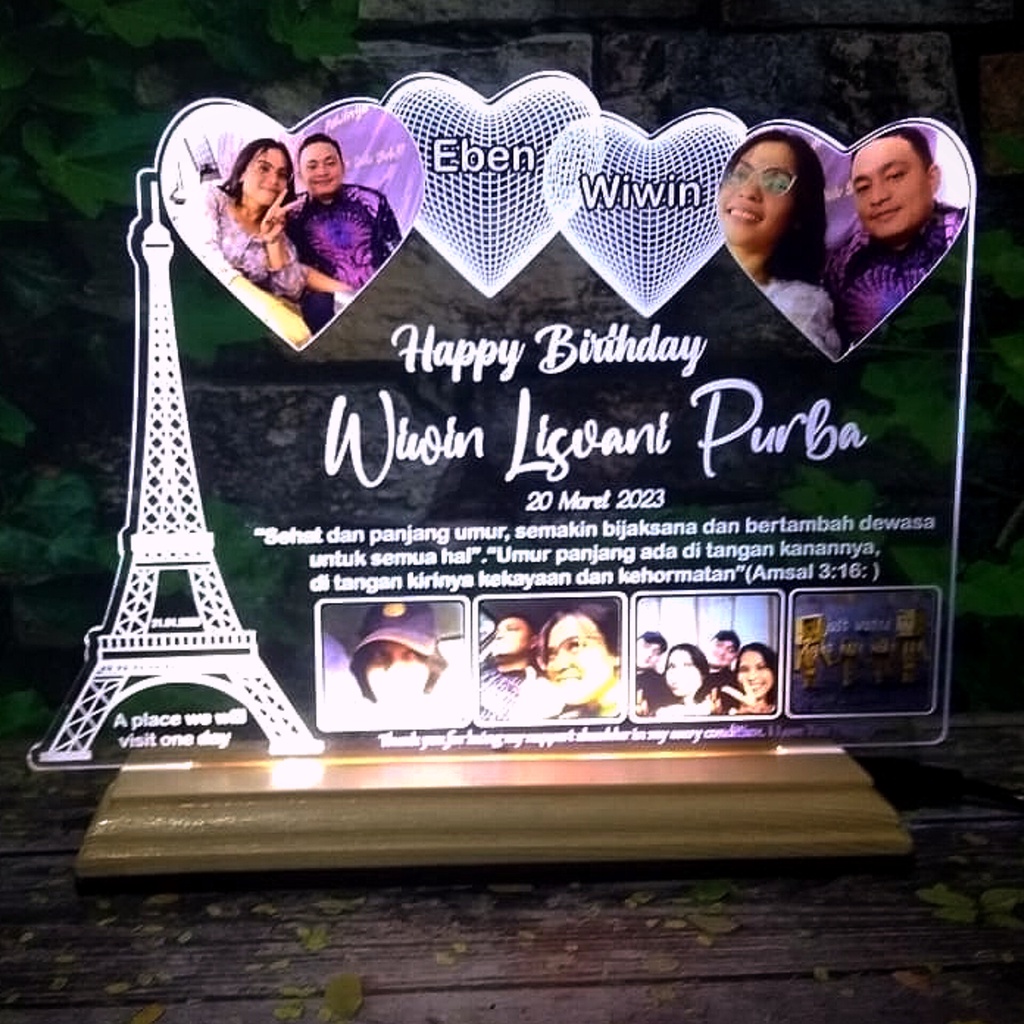 Kado Ulang Tahun Lampu Hias Akrilik Custom Foto Warna Laser UV Hadiah Ulang Tahun Kado Ulang Tahun c