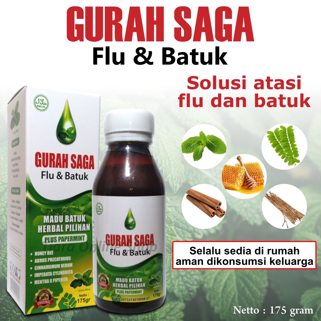 Madu Gurah Saga Flu Dan Batuk Atasi Penyakit Flu Dan Batuk Melegakan Tenggorokan 175 ml