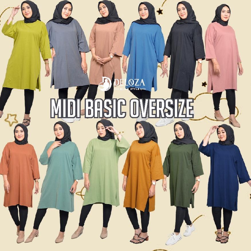 HARGA TERMURAH Deloza Long Tunik Oversized Kaos Polos / Midi Dress JUMBO