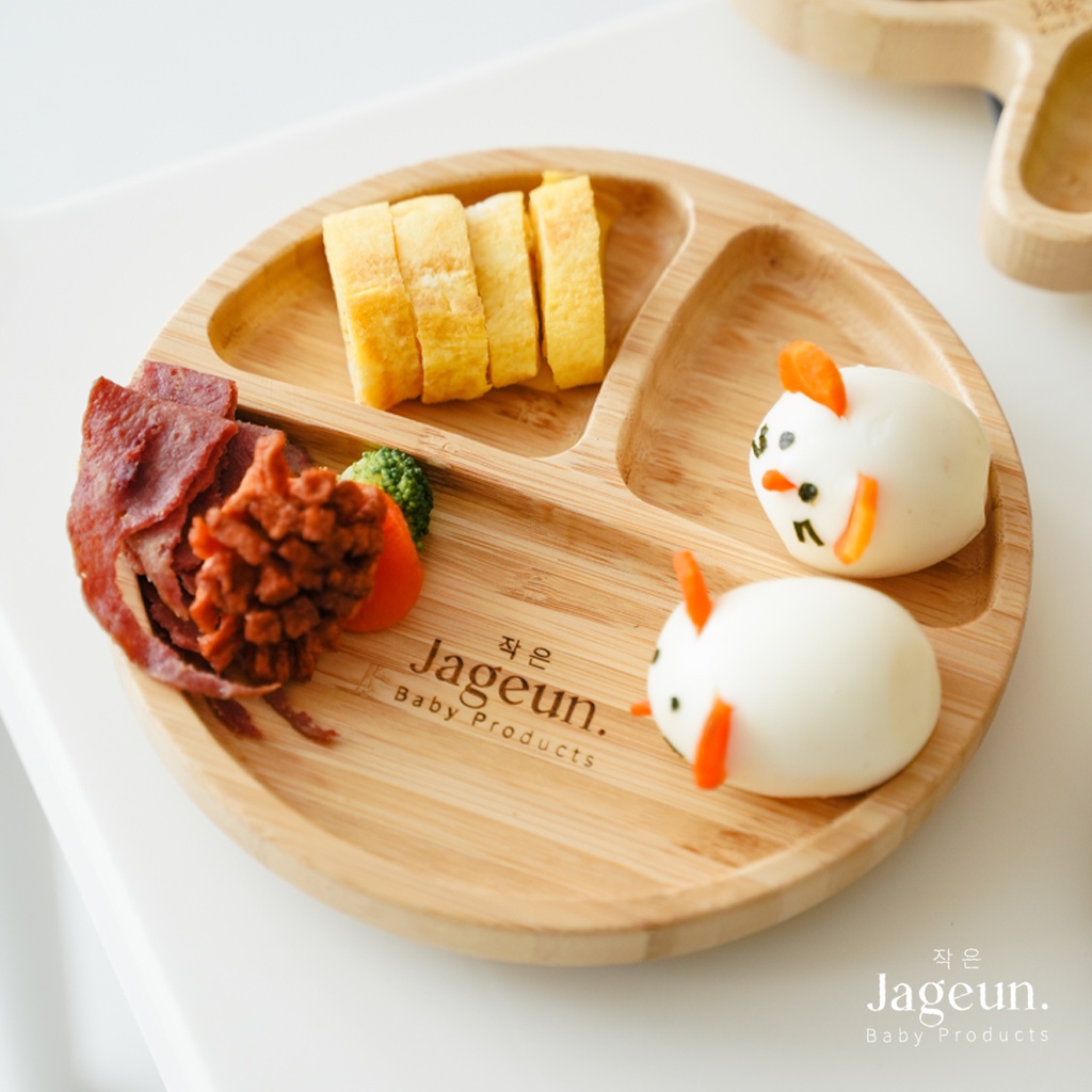 JAGEUN Bamboo Silicone Suction Plate | Piring Tempat Makan Kayu Bambu Anak Bayi Mpasi Silikon