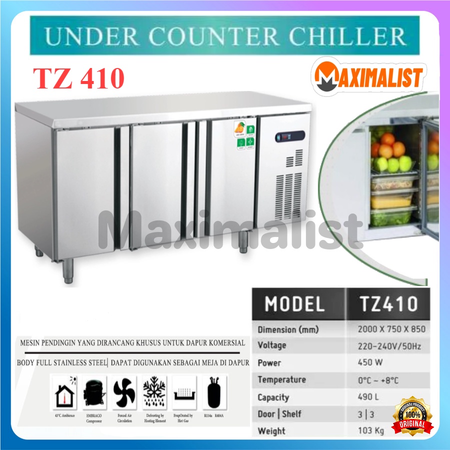 CROWN TZ-410 Undercounter Chiller 3 Pintu / CROWN TZ-400 Undercounter Chiller 3 Pintu TZ400 / CROWN 