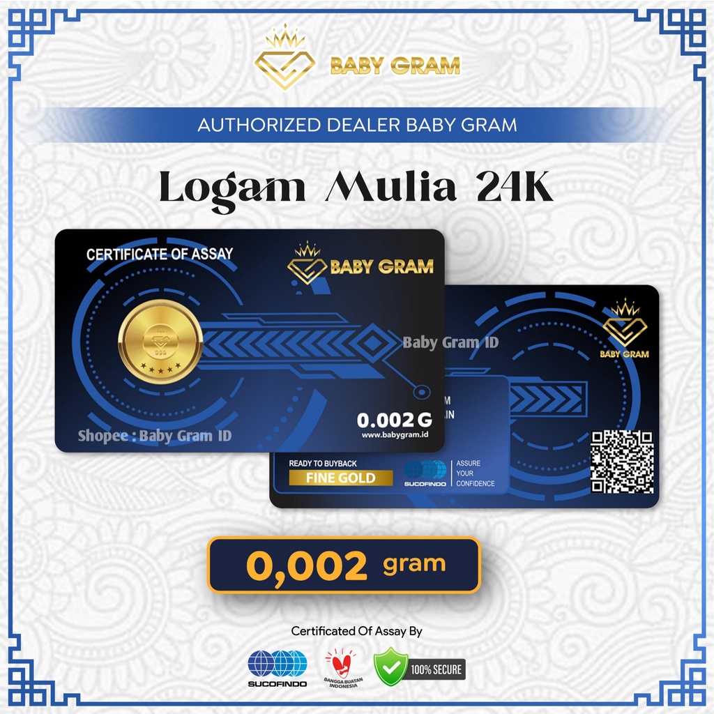 Baby Gram Emas Murni 0,002gr Logam Mulia 24 Karat Emas Mini Batangan