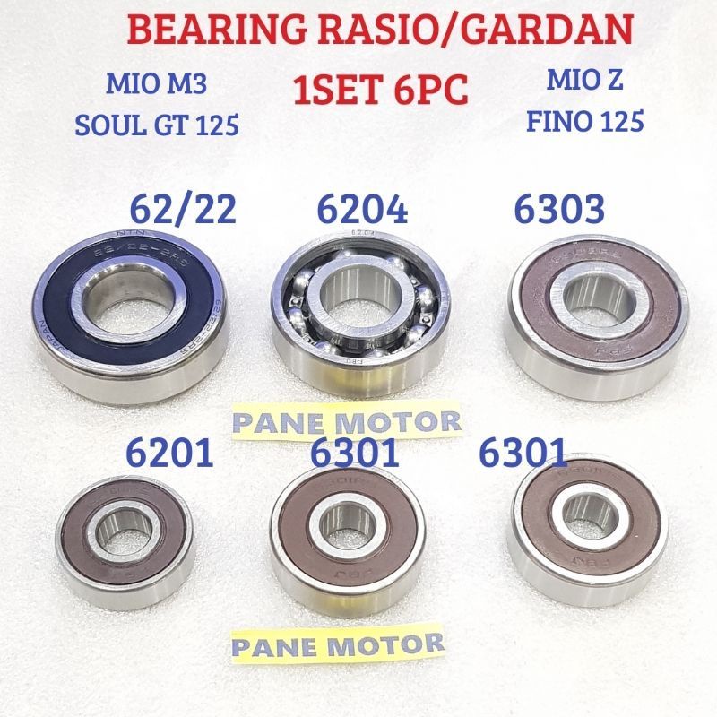 BEARING LAHER RASIO GARDAN 1 SET MIO M3 125 MIO SOUL GT 125 FINO F1 125 EXRIDE  FI 125 HIGH QUALITY 