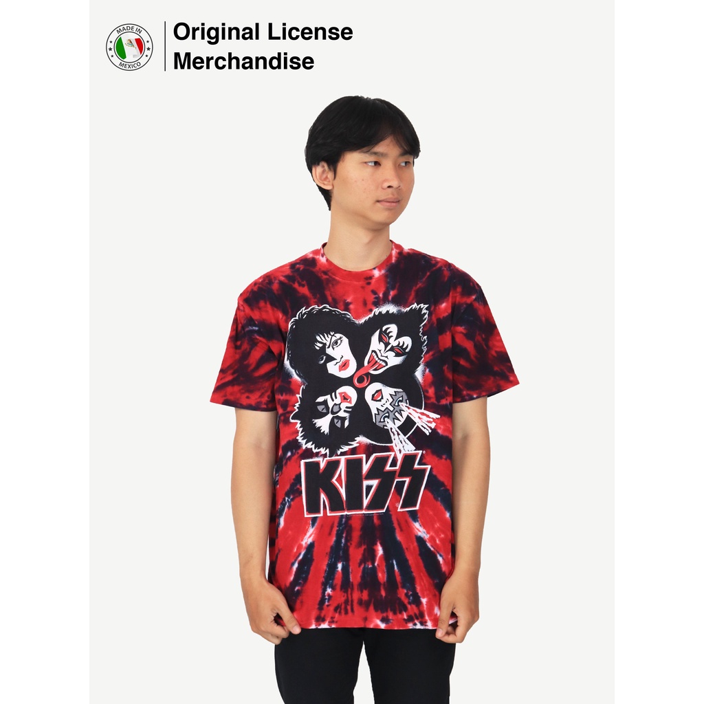 Kaos Baju Tshirt Tie Dye Full Print Pria Unisex Premium Import Band Musik Metal Rock KISS Burst