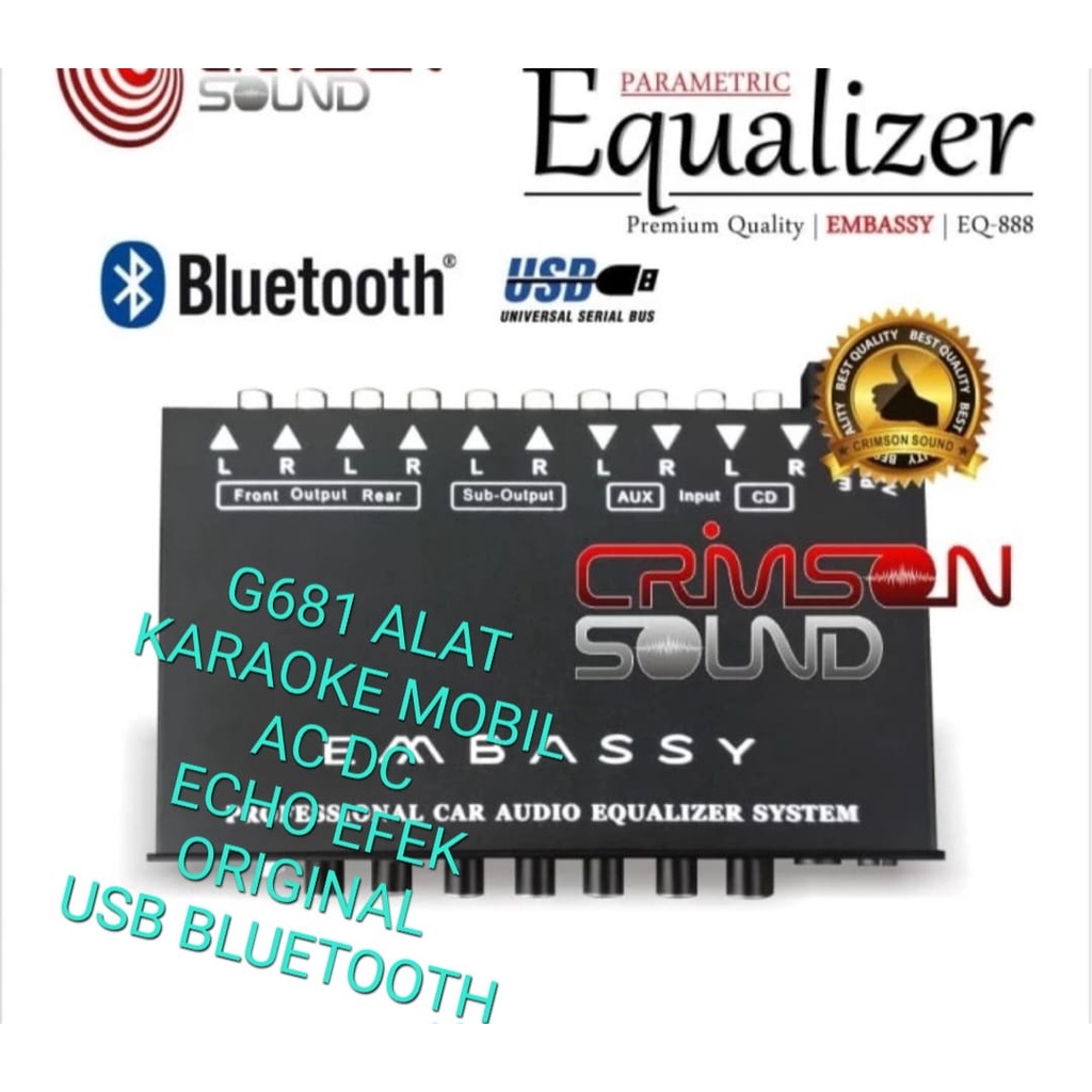 G681 ORIGINAL ALAT KARAOKE MOBILCAR AC DC ECHO EFEK EMBASSY USB BLUETOOTH EQ EQUALIZER PREAMP PARAME