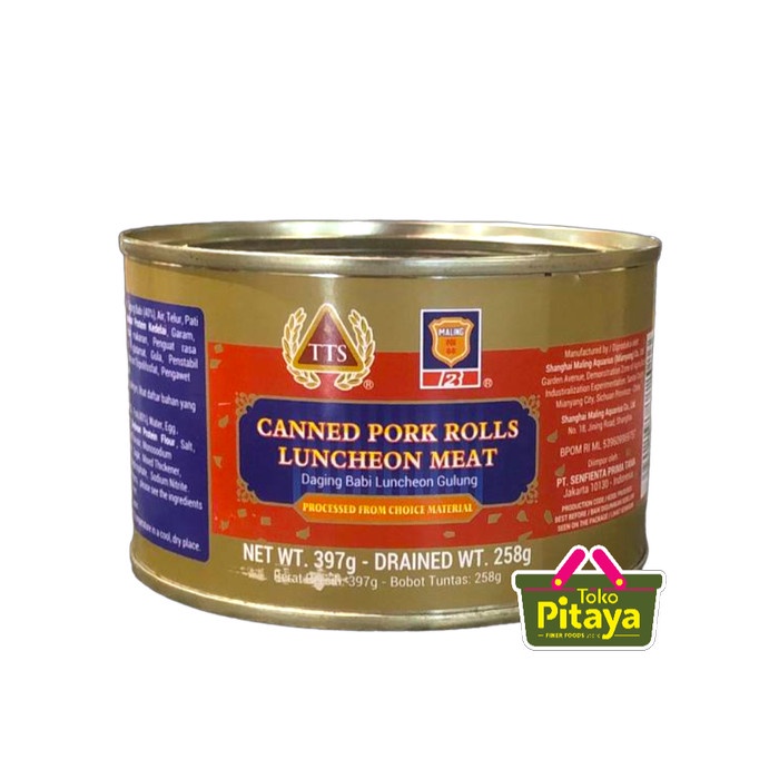 

TTS CANNED PORK ROLLS LUNCHEON MEAT / DAGING MALING TELUR GULUNG 397GR
