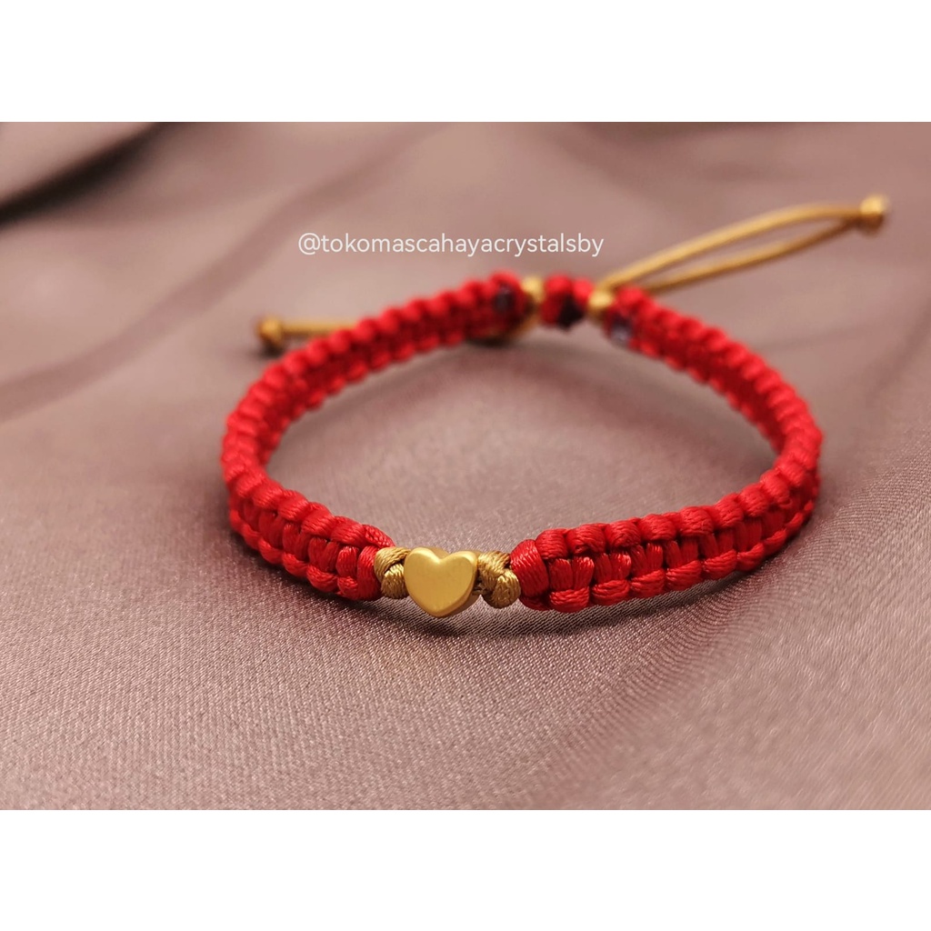 Gelang Charm Hati Emas kadar 24k HK Hongkong 999% 999 &amp; Gelang Kepang Serut