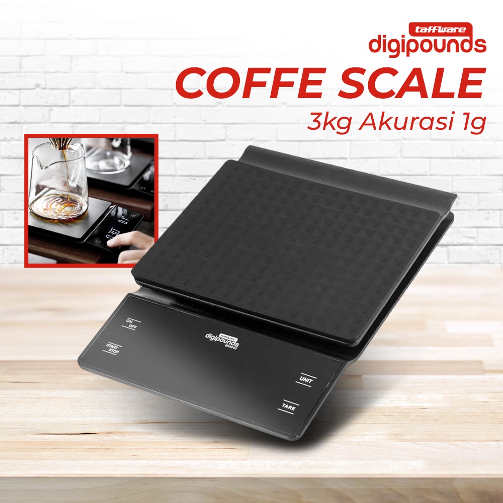 Taffware Digipounds Coffe Scale Timer Timbangan Dapur 3kg Akurasi 1g - EK6002 - Black