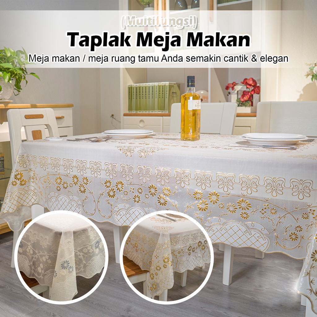 COD -  Taplak Meja Makan Motif Bunga Bunga Ukuran 170cmx120cm Bahan PVC - D40-A