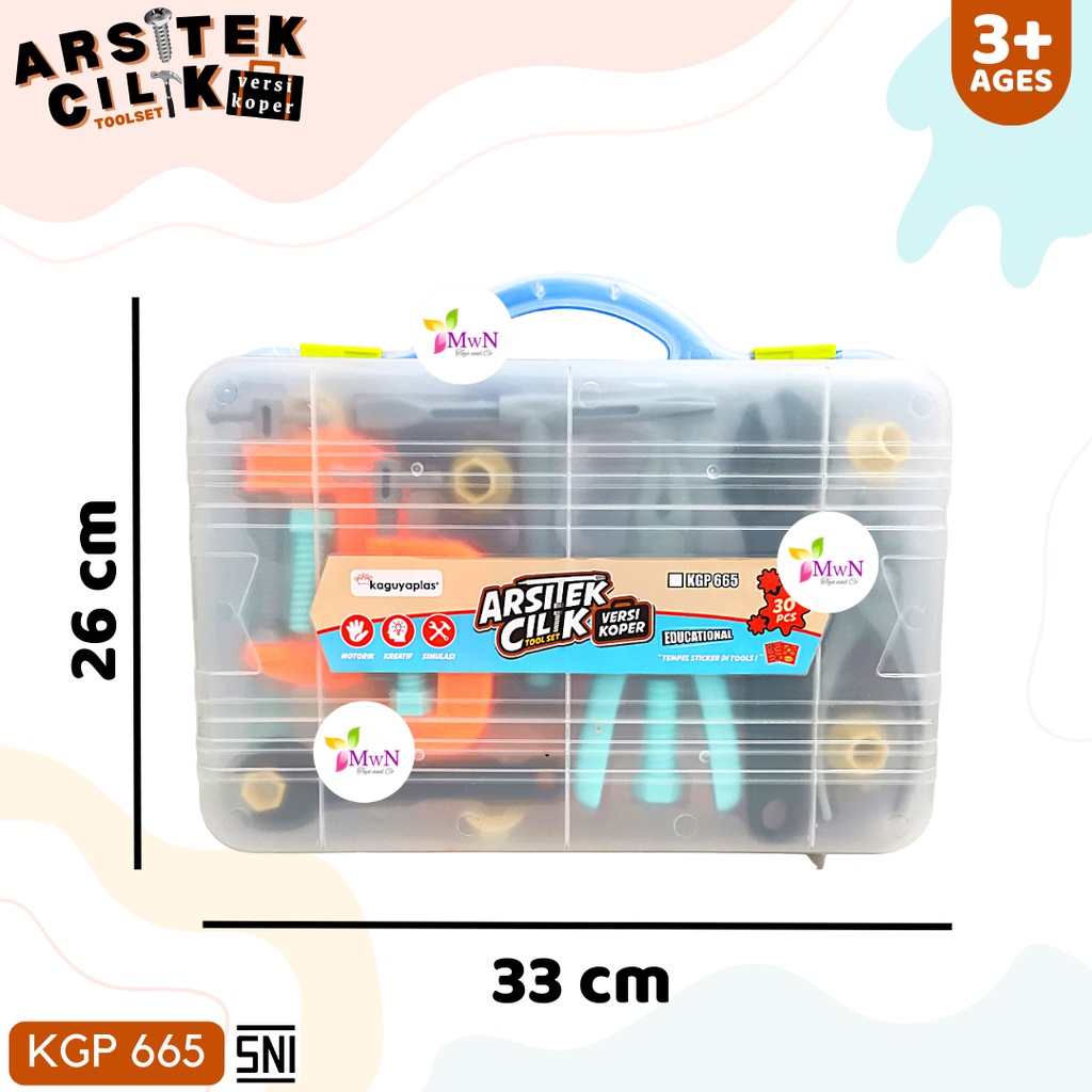 MWN Mainan Arsitek Cilik Koper Tool Set isi 30pcs KGP665