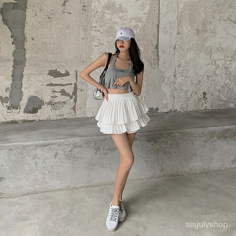 Rok lipit peplum rok pendek rok pendek wanita musim panas pinggang tinggi Sebuah kata rok bengkak se