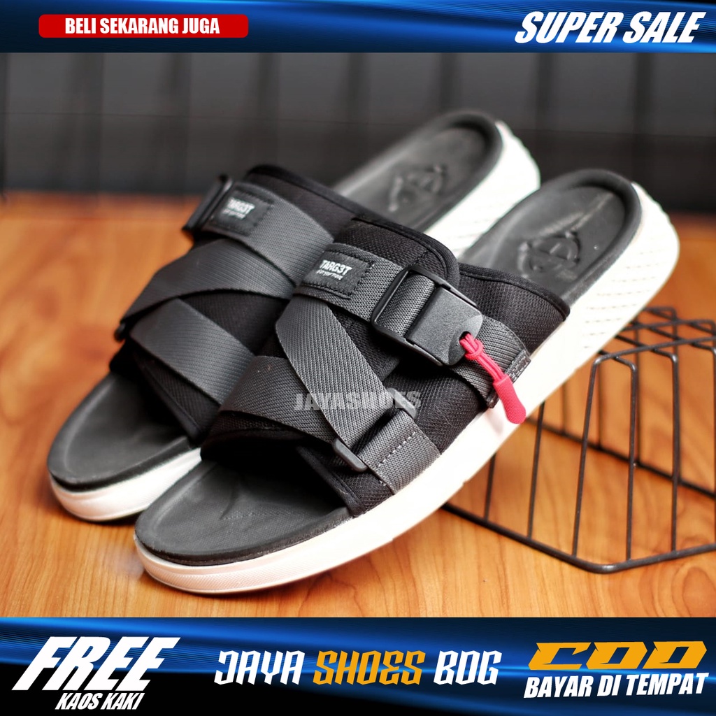 KORKOA Sandal Kasual Slop Pria Sendal Slide Pria Hitam Original Distro Simple Trendy Kekinian