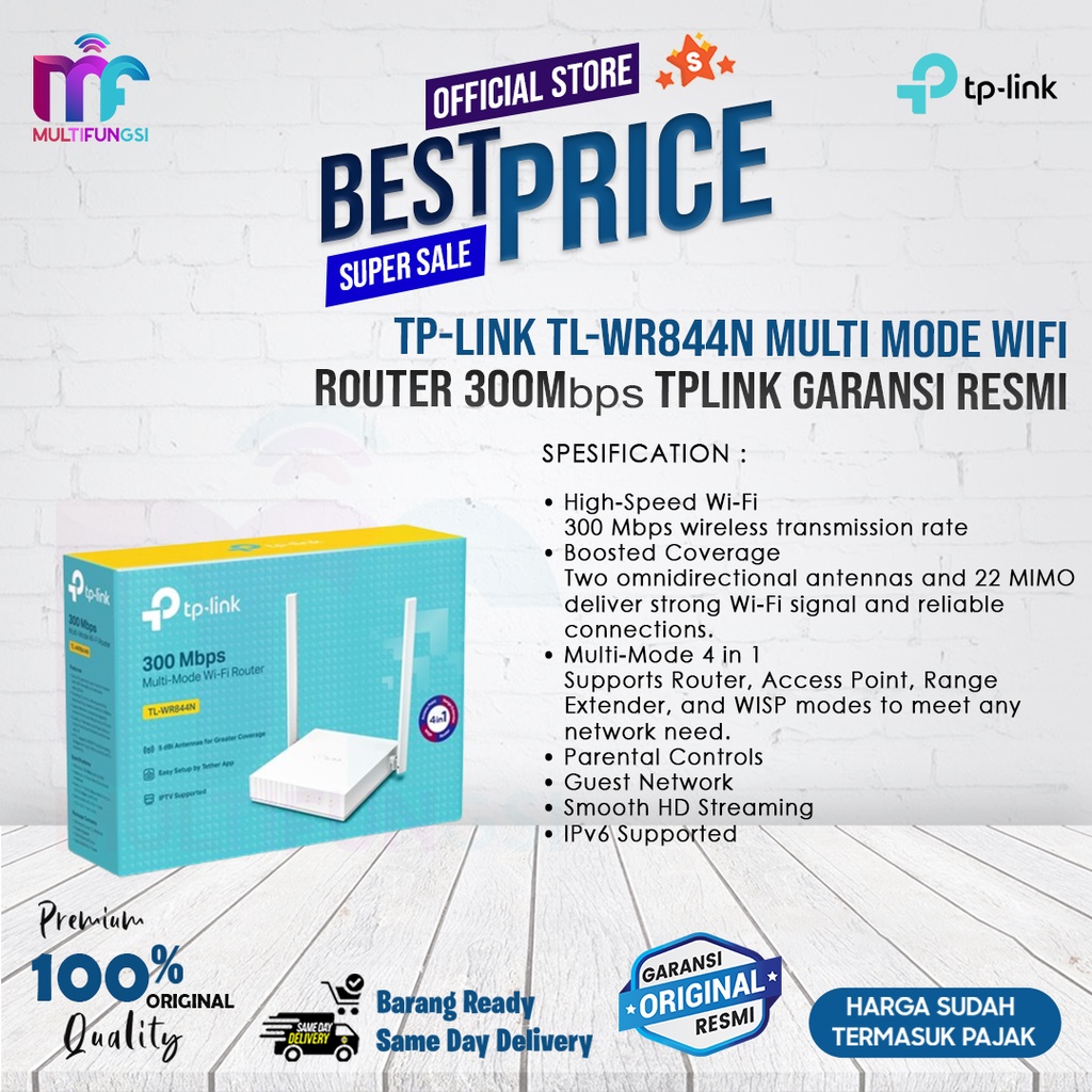 TP-LINK TL-WR844N Multi Mode WiFi Router 300Mbps TPLINK Garansi Resmi