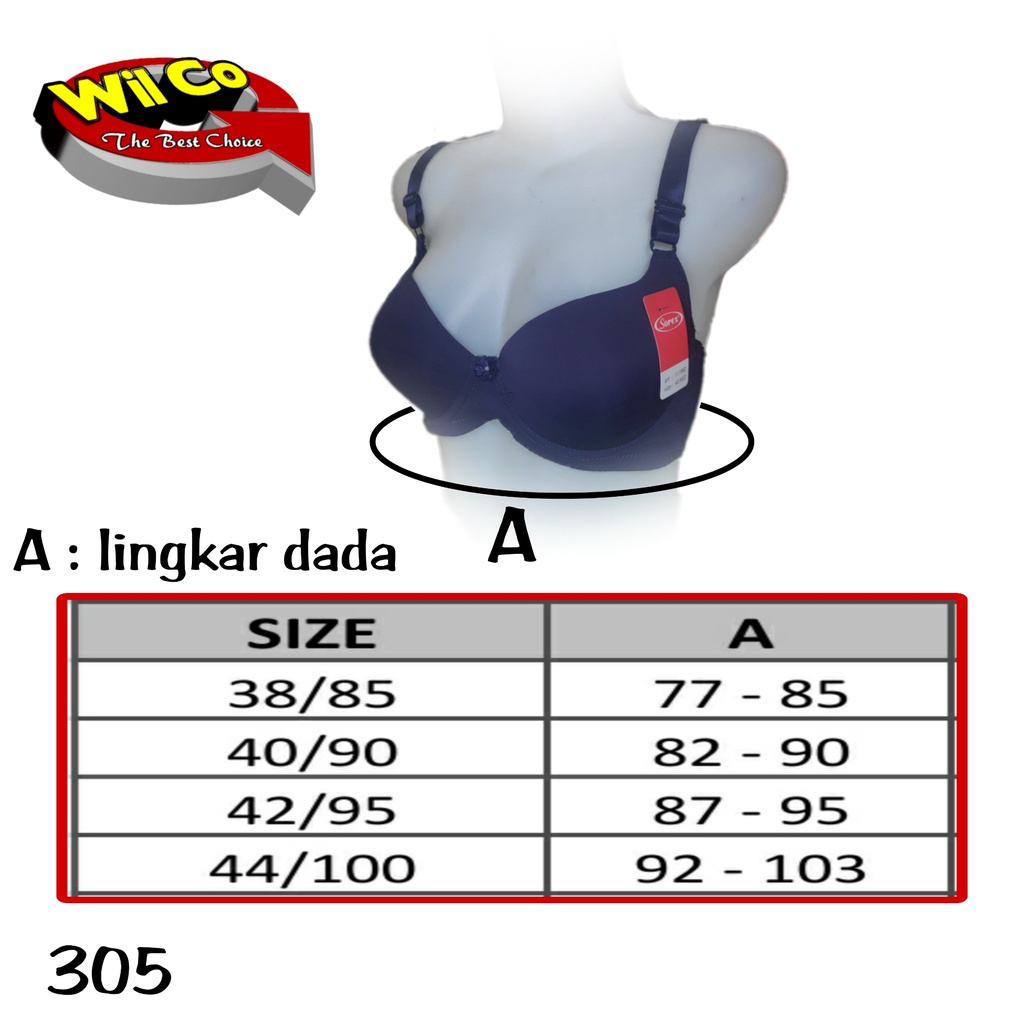 K305 - BRA/BH WANITA SOREX BRA BUSA ADA KAWAT CUP BESAR 38D - 44D TIGA PENGAIT LEMBUT DIKULIT