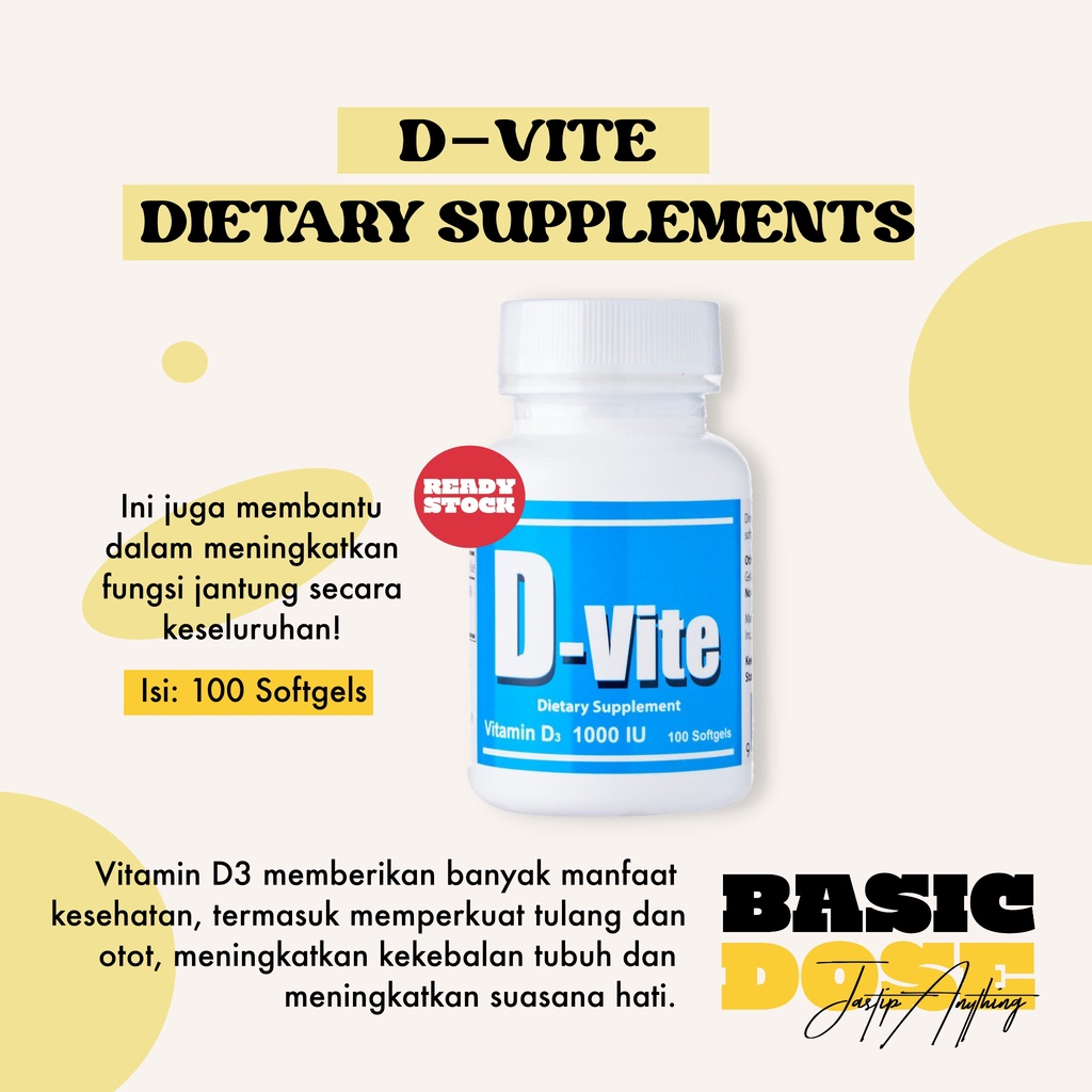 [READY] D-vite Vitamin D3 1000IU, 100 sofgels
