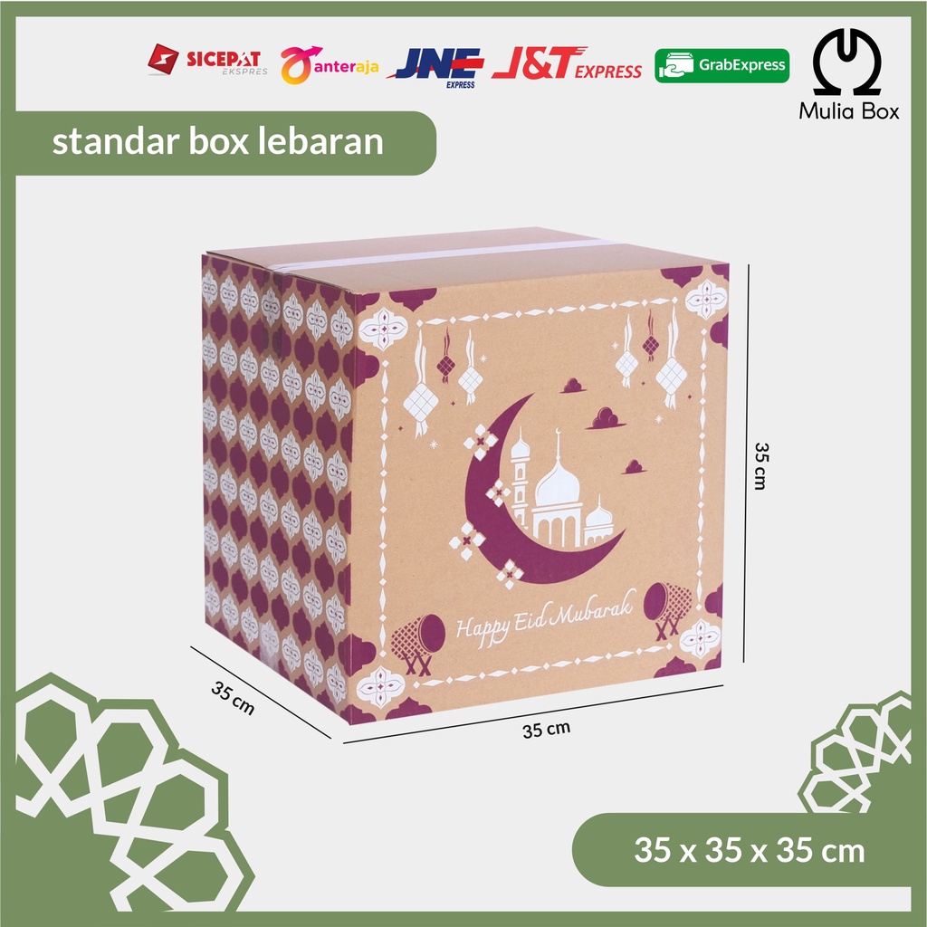 

Kardus Lebaran Idul Fitri Standar Box 35 x 35 x 35 cm Ramadhan Evening (ISI 5PCS) / Dus Parcel Sembako Hampers Toples Kue Kering Kado Corrugated Box