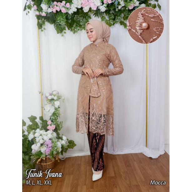 Set Kebaya Tunik Ivana Busui Frendly Terbaru / Set Tunik Wanita / Stelan kebaya kondangan / Kebaya Brokat / Set Kebaya Modern / Tunik Busui / Kebaya Modern / Kebaya Pesta