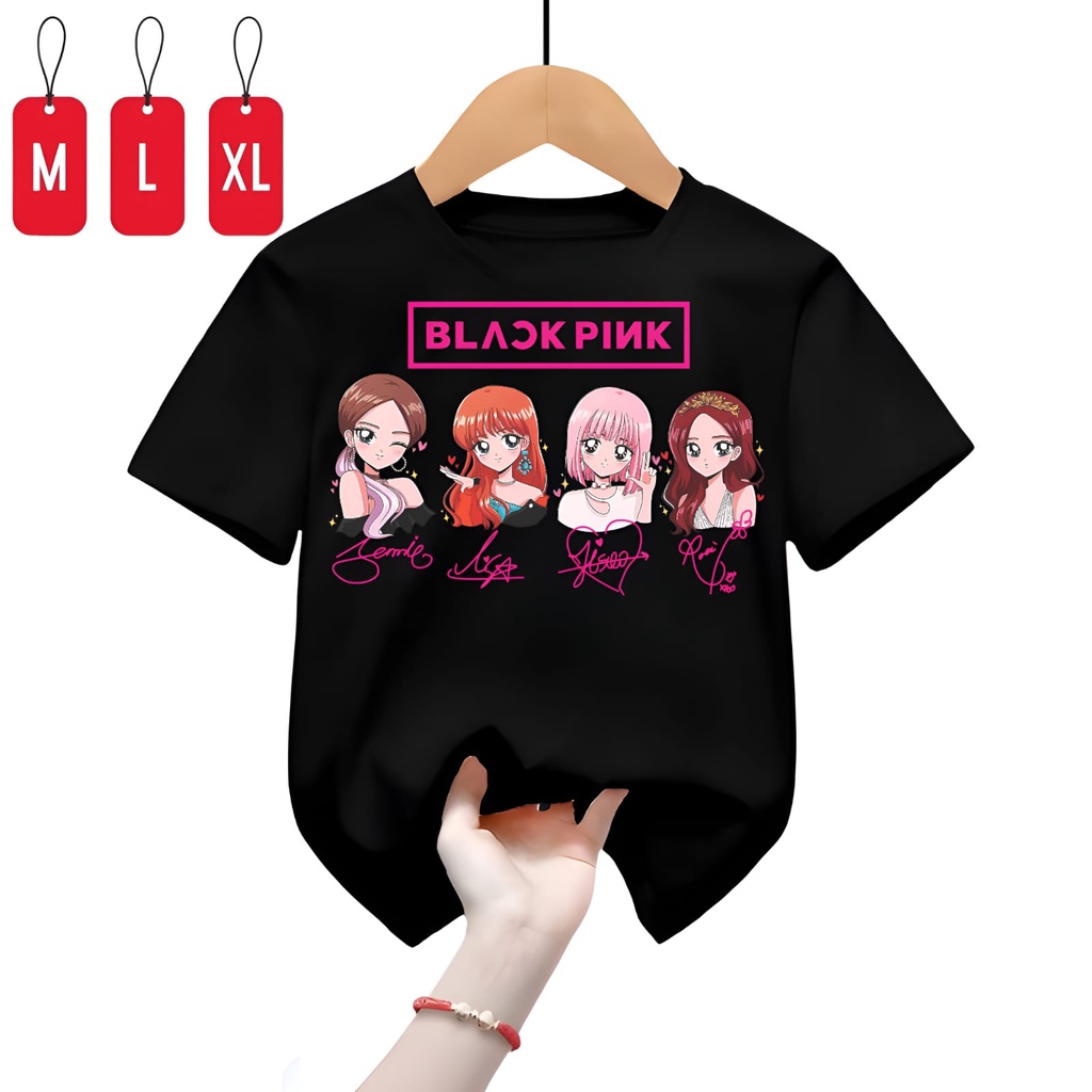 Hzl_outfit Baju Kaos Anak Perempuan B-PINK M,LXL