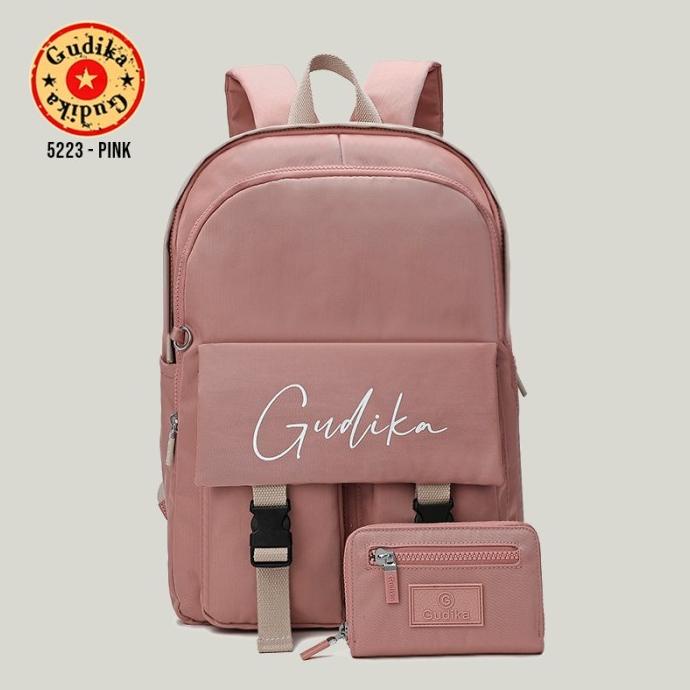 Gudika 5223 - Tas Ransel Laptop Usb Set Dompet Wanita Pria Import