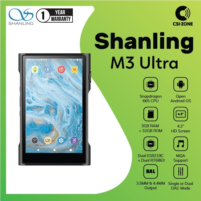 (Ready) Shanling M3U / M3 Ultra Portable Android Hi-Res Audio Player