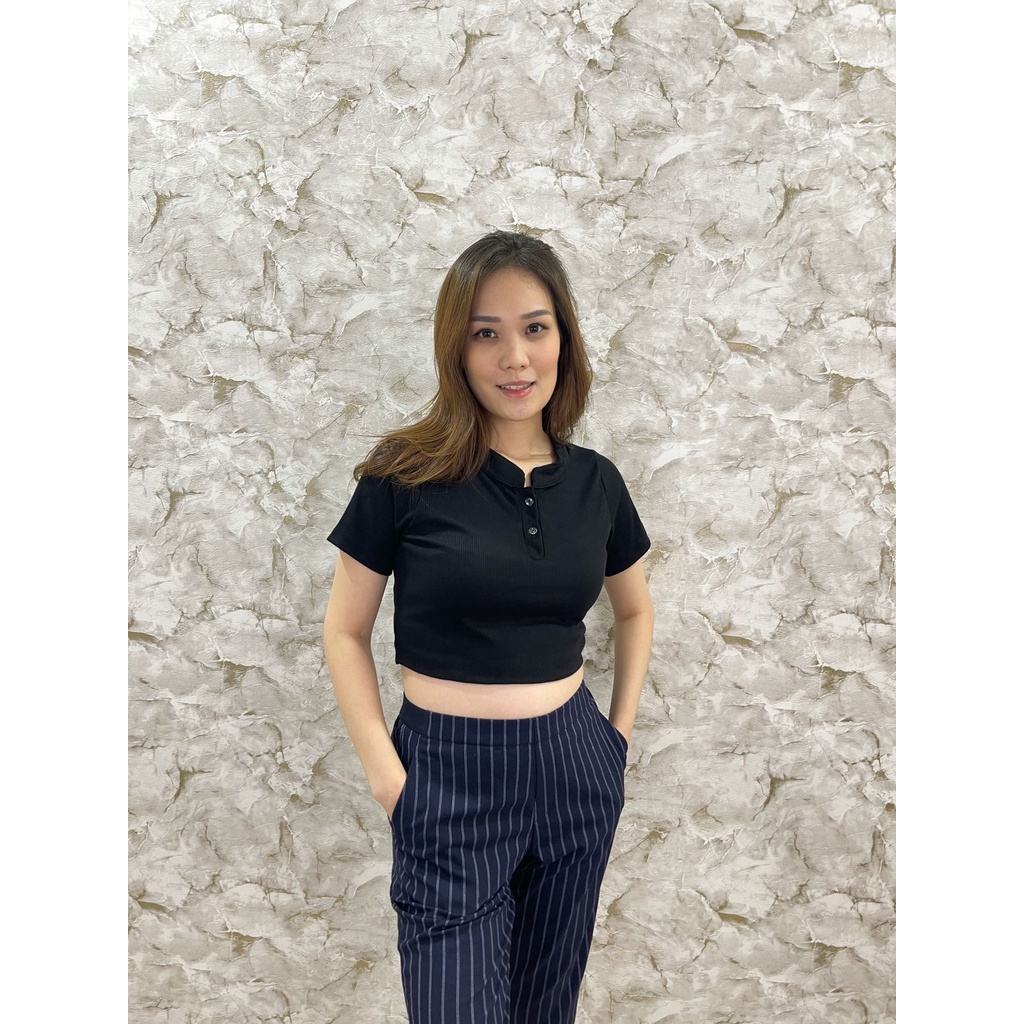 MODAVIE - KARIN CROPTOP Kaos Baju Atasan Rib Wanita Crop