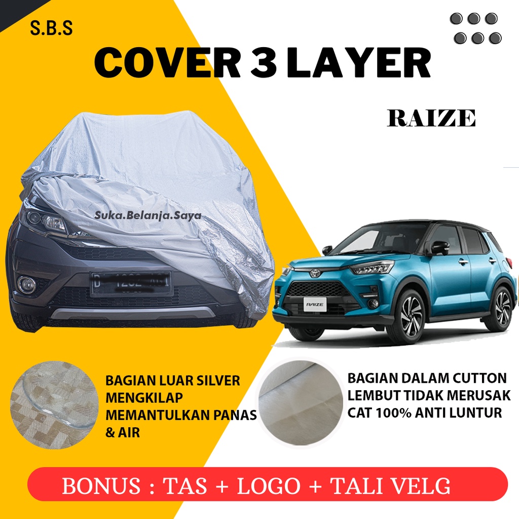 Extra Outdoor Body Cover Mobil raize Sarung Mobil raize/raize turbo/raize 2022/raize 2023 all new raize new raize