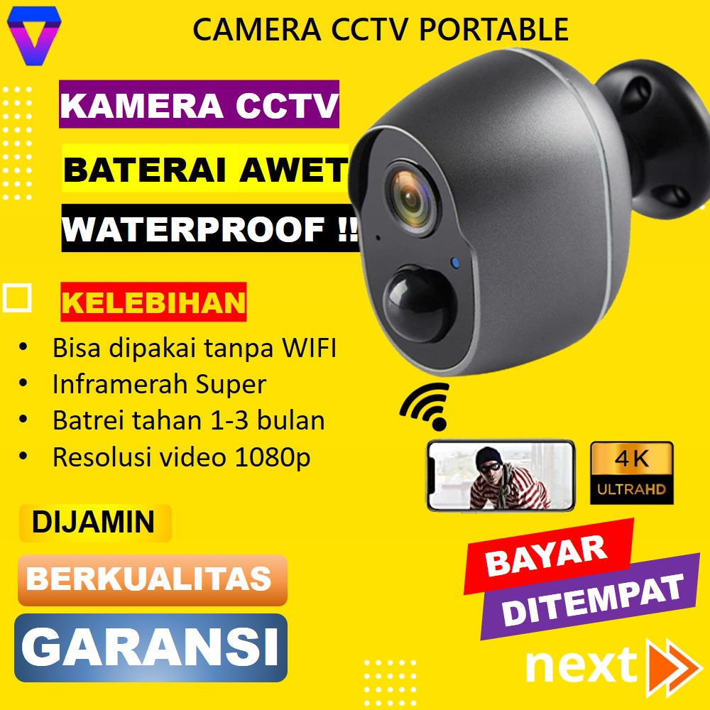 IP CAMERA CCTV WIFI WATERPROOF OUTDOOR INDOOR TANPA KABEL WIRELESS JARAK JAUH PORTABLE BATERAI JS176