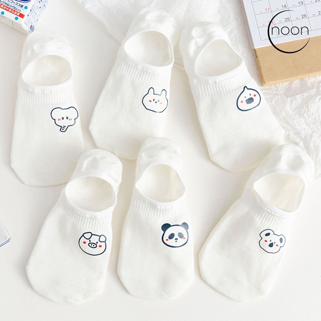 NOON (Homare) Kaos Kaki Putih Pendek Semata Kaki Ankle Socks Wanita Korea Motif Bear Beruang Lucu Imut Kantor Sekolah Olahraga Basket Futsal Kaus Kaki Import Kasual Casual Keren Minimalis