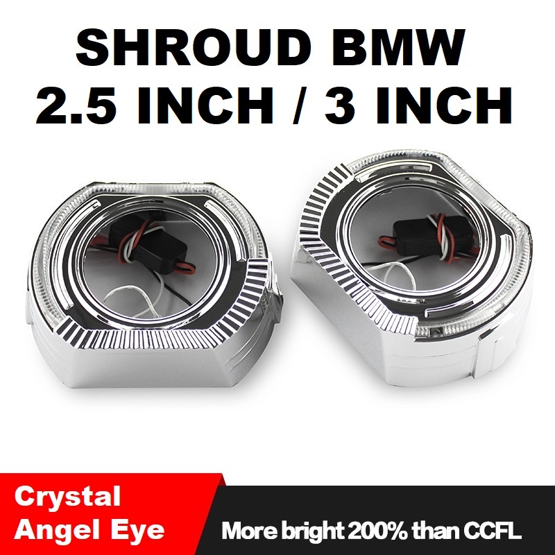 Shroud Projector BiLED BMW Sport Projie Angel Eye Crystal HID 3 Inch 2.5 Inchi Inci Kristal Mobil Motor